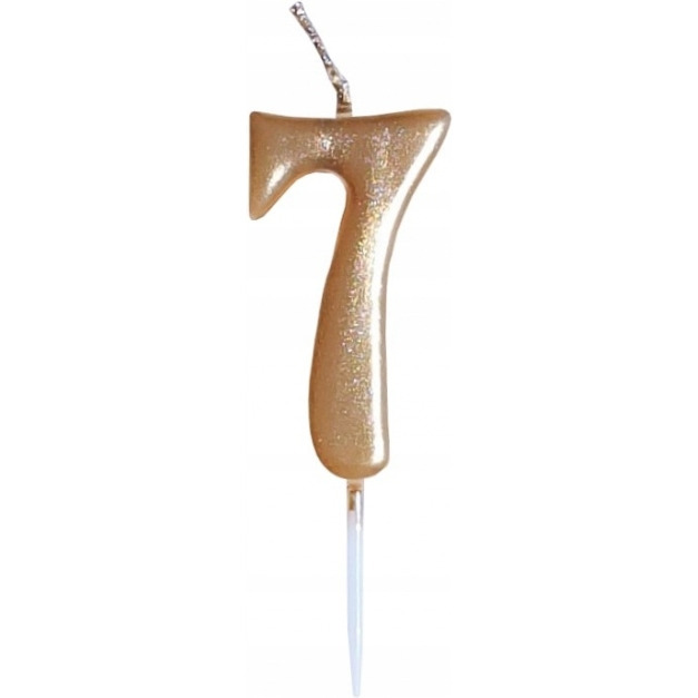 �wieczka urodzinowa metaliczna z�ota Cyferka 7 SH-719-7 GO PARTY