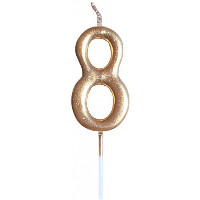 �wieczka urodzinowa metaliczna z�ota Cyferka 8 SH-719-8 GO PARTY