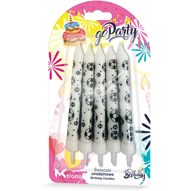 �wieczki urodzinowe nadruk Pi�ki 10szt. SH-231 GO PARTY