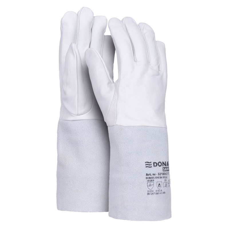 R�kawice spawalnicze DONAU SAFETY DS-WELTIG, TIG, sk&oacute;ra kozia, rozm. 9/L, bia�o-szare