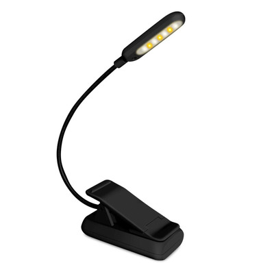Lampka LED nocna z klipsem na ksi��k� USB czarna