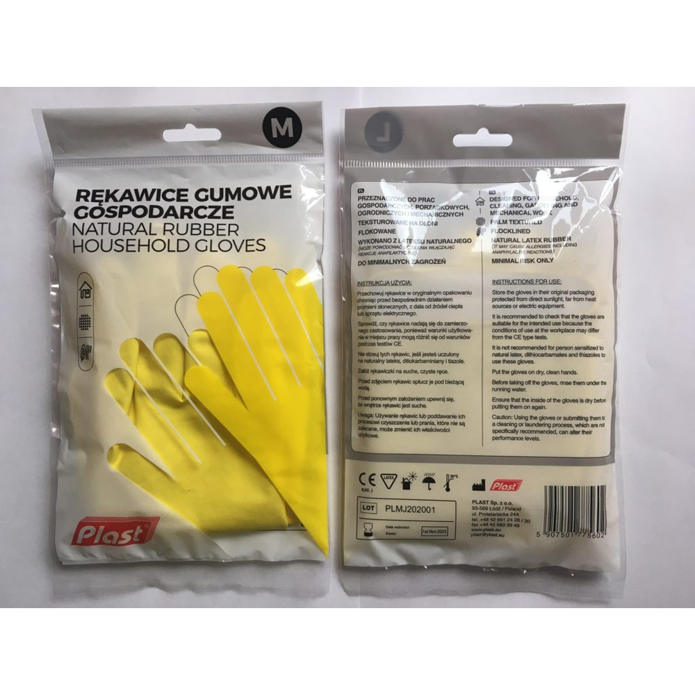 Plast &ndash; R�kawiczki gospodarcze, lateksowe, flokowane, �&oacute;�te &ndash; L