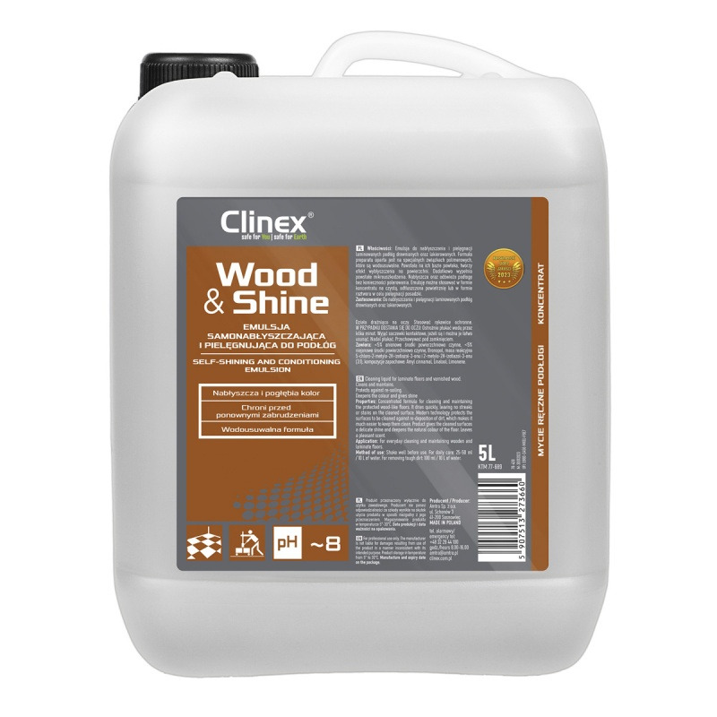 Emulsja CLINEX Wood&Shine, samonab�yszczaj�ca i piel�gnuj�ca pod�ogi, 5l