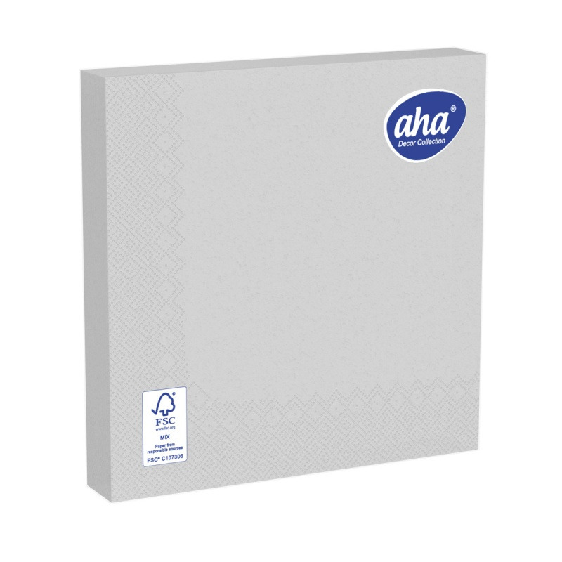Serwetki AHA, 3-warstwowe, sk�adanie 1/4, 33x33cm, 20 szt., srebrne