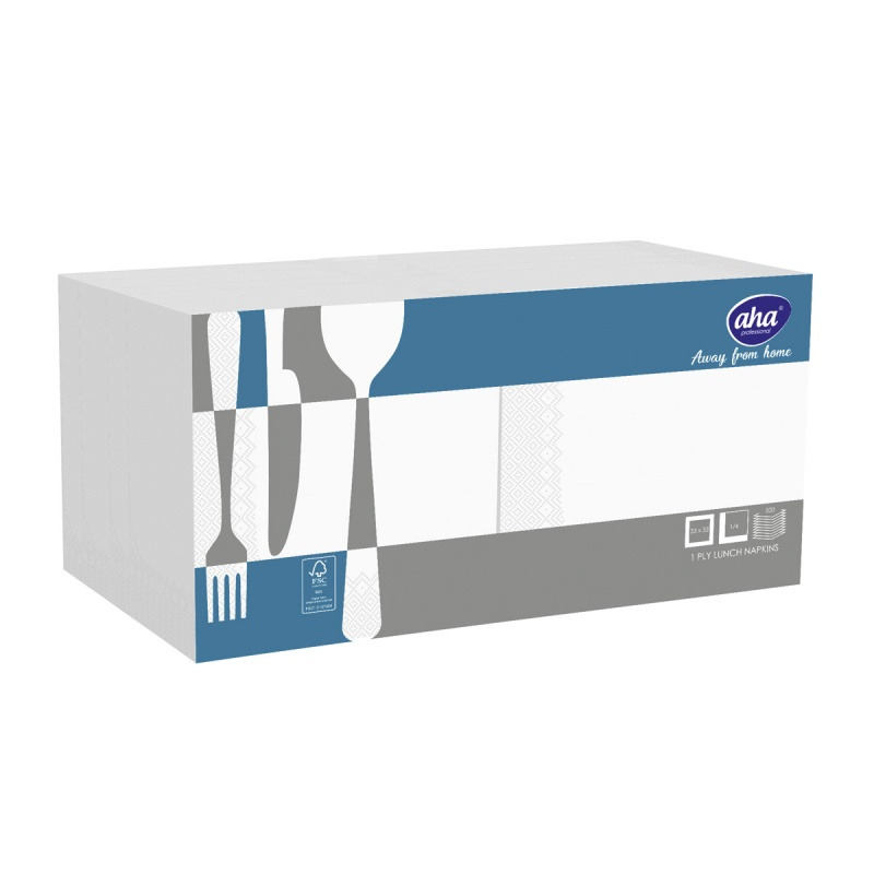 Serwetki AFH AHA, 1-warstwowe, sk�adanie 1/4, 33x33cm, 500 szt., bia�e