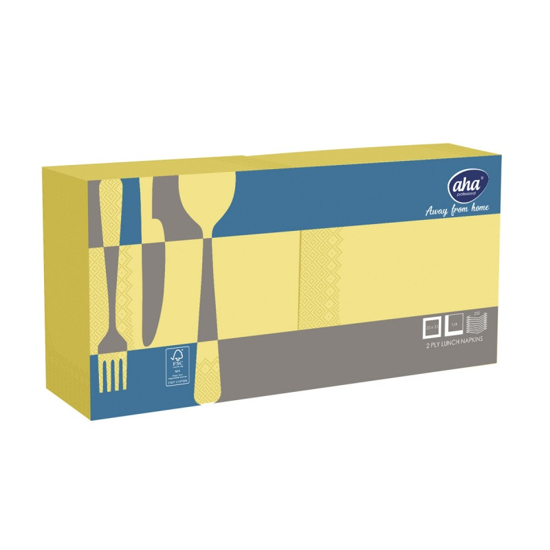 Serwetki AFH AHA, 2-warstwowe, sk�adanie 1/4, 33x33cm, 250 szt., pastelowo �&oacute;�te