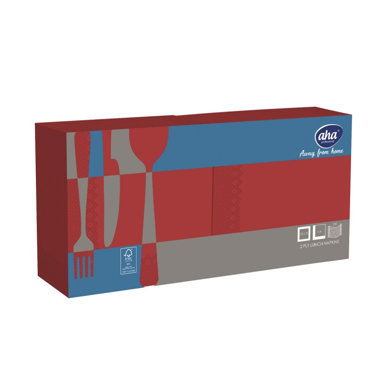 Serwetki AFH AHA, 2-warstwowe, sk�adanie 1/4, 33x33cm, 250 szt., czerwone