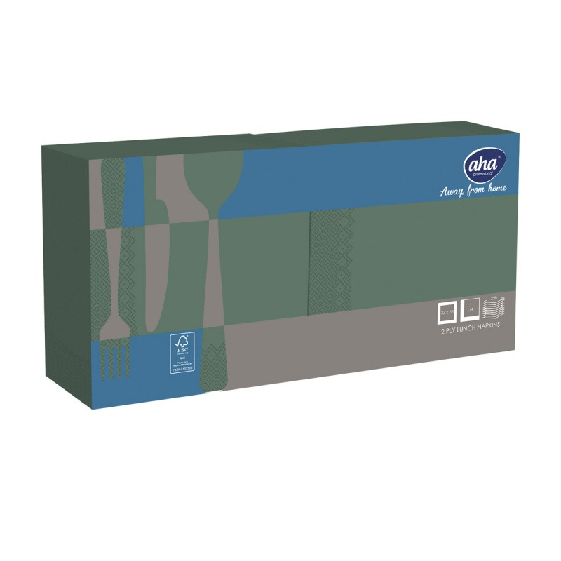 Serwetki AFH AHA, 2-warstwowe, sk�adanie 1/4, 33x33cm, 250 szt., zielone