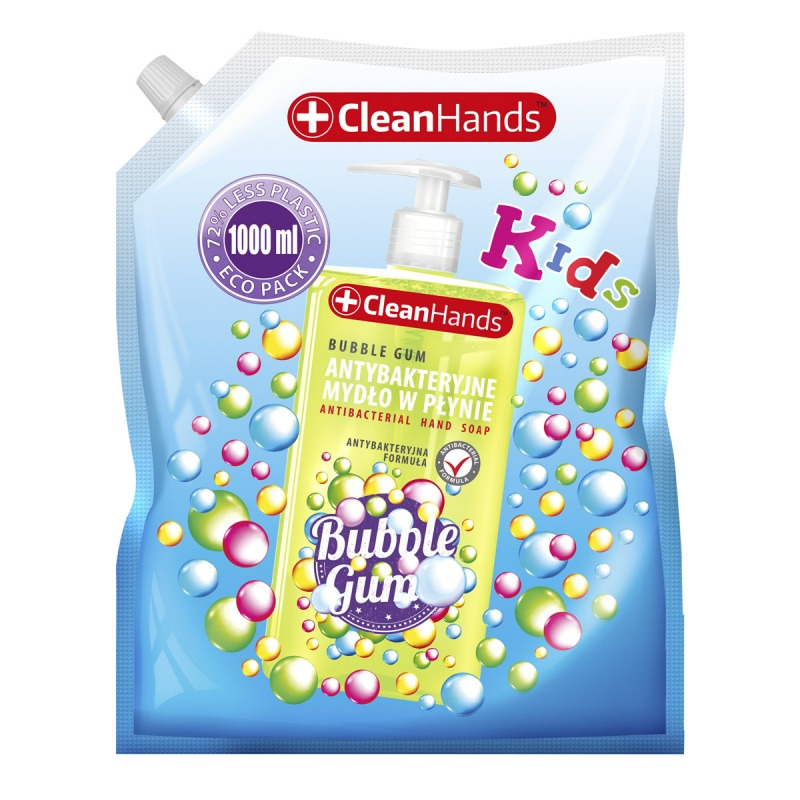 Myd�o w p�ynie antybakteryjne CLEAN HANDS, guma balonowa, zapas, 1000ml