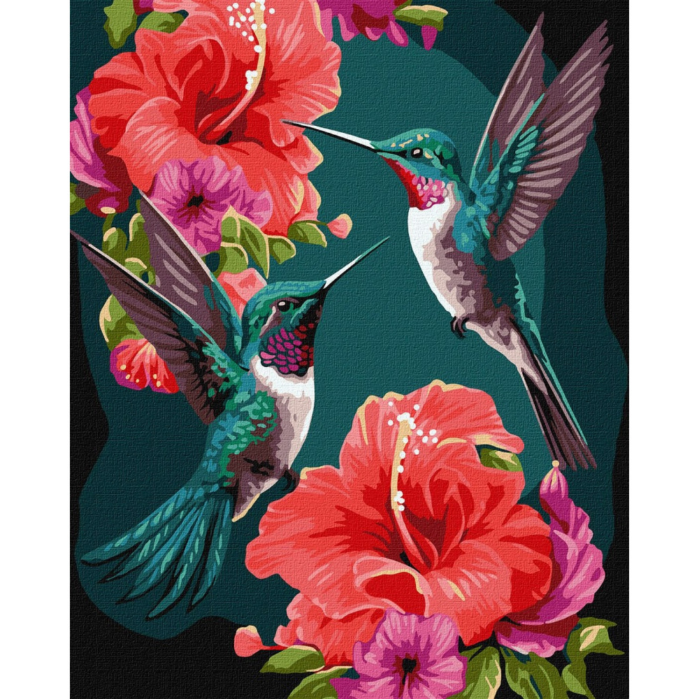 Malowanie po numerach IDEYKA, 40x50 cm, metallic, szmaragdowe kolibry, 1 szt., w pude�ku
