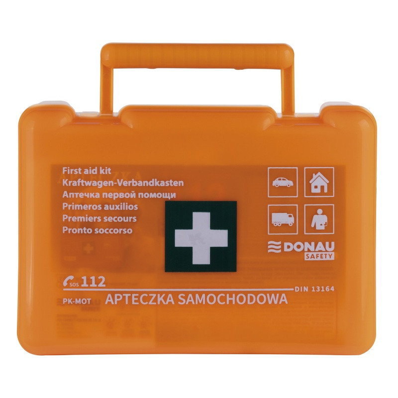 Apteczka samochodowa DONAU SAFETY, plastikowa, BD DIN, pomara�czowa