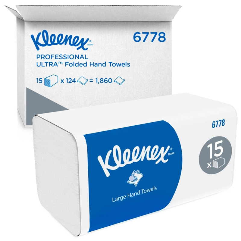 Kleenex - R�cznik papierowy w sk�adce V, celuloza, 2-warstwy - 124 x 15=1860 odcink&oacute;w