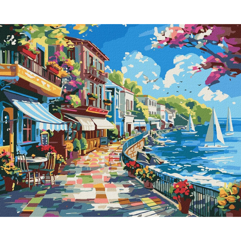 Malowanie po numerach IDEYKA, 40x50 cm, miasto nad oceanem, 1 szt., w pude�ku