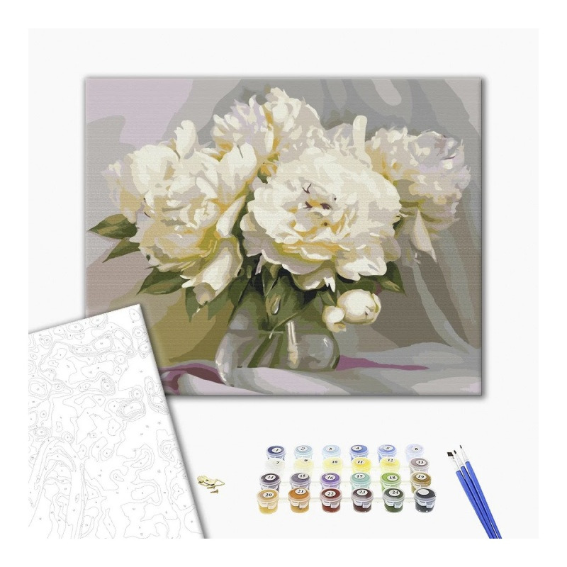 Malowanie po numerach BRUSHME, 40x50 cm,&nbsp;wy�mienita delikatno�� piwonii, 1 szt., w pude�ku