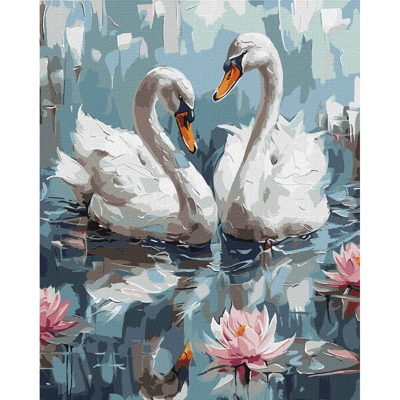Malowanie po numerach IDEYKA, 40x50 cm, zakochane �ab�dzie, 1 szt., w pude�ku