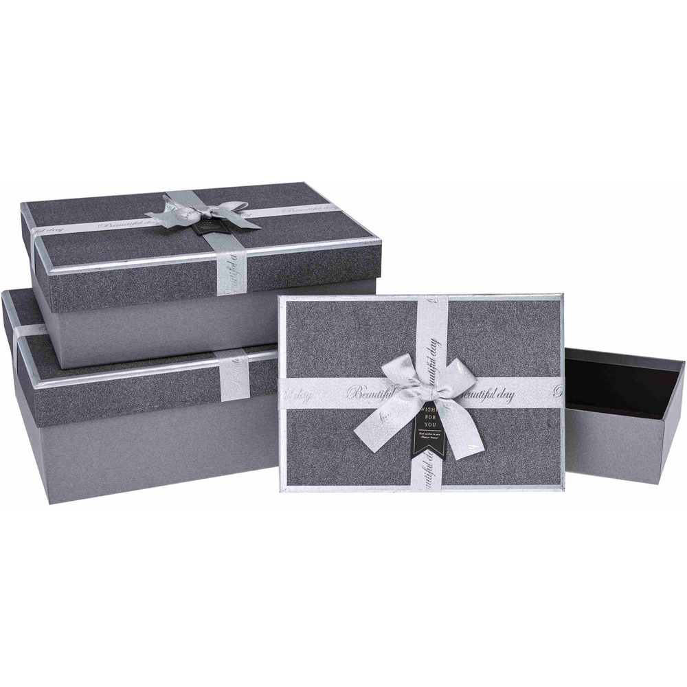 Zestaw pude�ek ozdobnych PUG-23345-PR SILVER (3szt) ROZETTE
