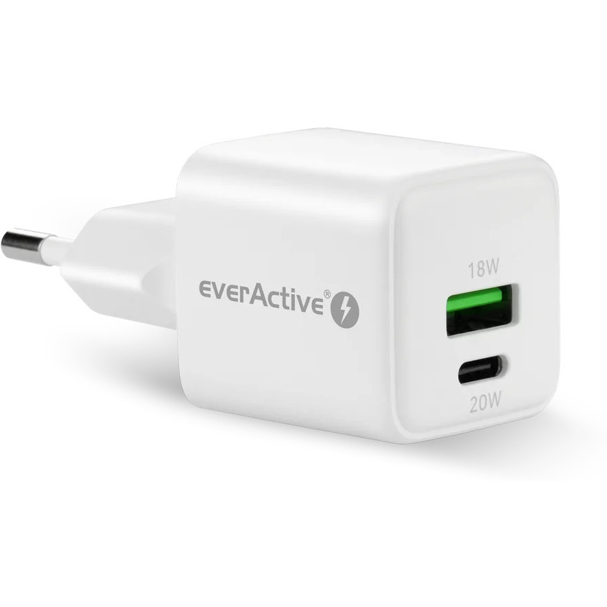 �adowarka sieciowa 230V EVERACTIVE SC-330Q 1xUSB-A + 1xUSB-C 20W bia�a