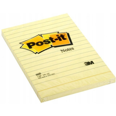 Bloczek samoprzylepny 102x152mm 100k �&oacute;�ty linia 660 POST-IT UU009543644 3M