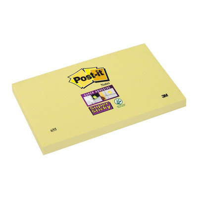 Bloczek samop. POST-IT Super Sticky (655-12SSCY-EU), 127x76mm, 12x90 kart., żółty