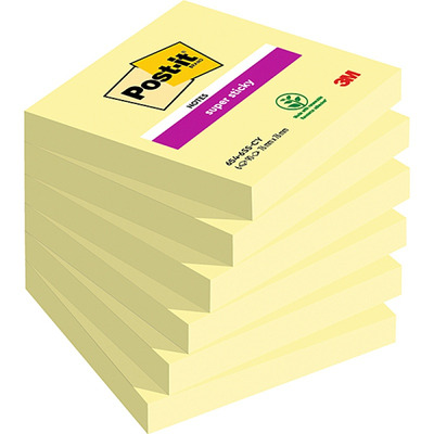 Bloczek samop. POST-IT Super Sticky (654-6SSCY-EU), 76x76mm, 90 kart., żółty