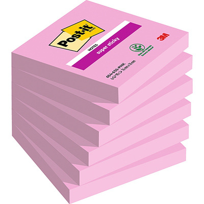 Bloczek samop. POST-IT Super Sticky (654-6SS-PO), 76x76mm, 90 kart., czerwień