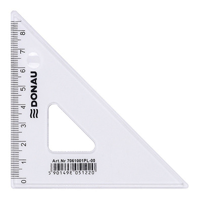 Ekierka DONAU, ma�a, 8,5cm, 45&deg;, transparentna