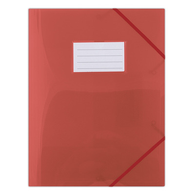 Teczka z gumką DONAU, PP, A4, 480mikr., 3-skrz., transparentna czerwona