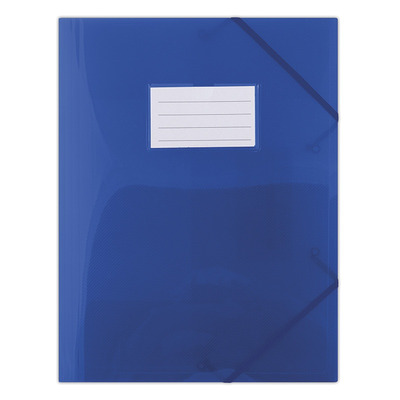Teczka z gumką DONAU, PP, A4, 480mikr., 3-skrz., transparentna niebieska
