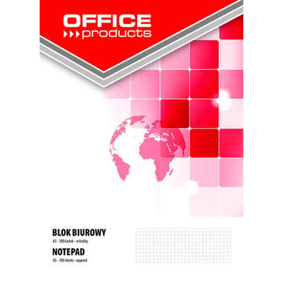 Blok biurowy OFFICE PRODUCTS, A5, w kratkę, 100 kart., 60-80gsm