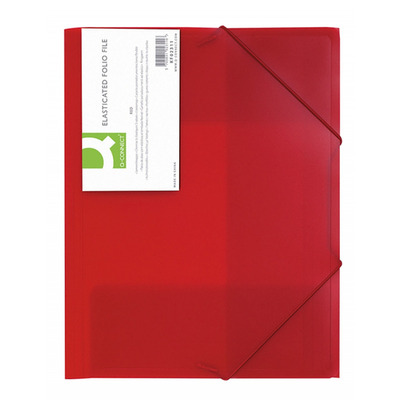 Teczka z gumką Q-CONNECT, PP, A4, 400mikr., 3-skrz., transparentna czerwona