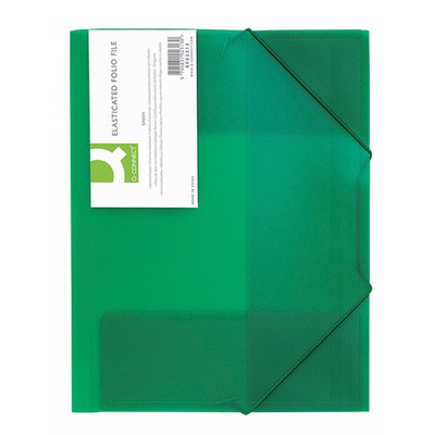 Teczka z gumką Q-CONNECT, PP, A4, 400mikr., 3-skrz., transparentna zielona