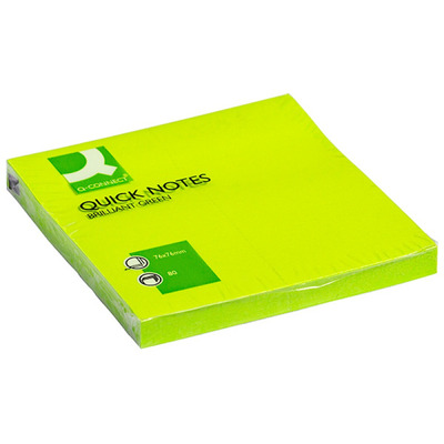Bloczek samop. Q-CONNECT Brilliant, 76x76mm, 1x75 kart., zielony