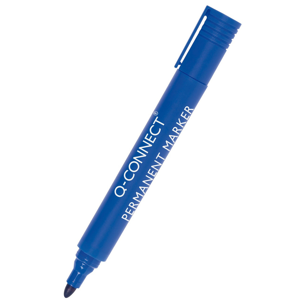 Marker permanentny Q-CONNECT, okr�g�y, 2-3mm (linia), niebieski