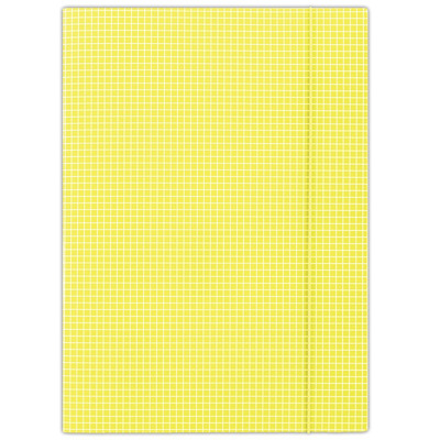 Teczka z gumką DONAU, karton, A4, 400gsm, 3-skrz., żółta w kratę