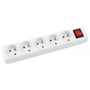 Przed�u�acz OFFICE PRODUCTS, &nbsp;5 gniazd, 5m, z uziemieniem i wy��cznikiem, bia�y