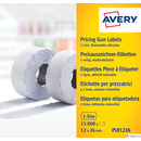 Usuwalne etykiety cenowe w rolce PLR1226 12x26 do metkownicy jednorz�dowej Avery Zweckform, 1500 etyk./rolka, 10 rolek/op., bia�e