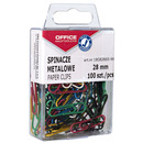 Spinacze kolorowe OFFICE PRODUCTS, powlekane, 28mm, w pudeku, 100szt., mix kolorw