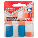 Zak�adki indeksuj�ce OFFICE PRODUCTS, PP, 25x43mm, 1x50 kart., blister, niebieskie