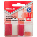Zak�adki indeksuj�ce OFFICE PRODUCTS, PP, 25x43mm, 1x50 kart., blister, czerwone