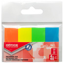 Zak�adki indeksuj�ce OFFICE PRODUCTS, PP, 20x50mm, 4x40 kart., zawieszka, mix kolor&oacute;w neon