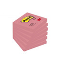 Bloczek samoprzylepny POST-IT® (654N), 76x76mm, 1x100 kart., jaskrawy róowy