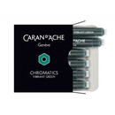 Naboje CARAN D'ACHE Chromatics Vibrant Green, 6szt., ciemonozielone