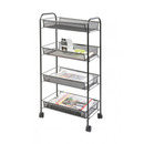 Mobilny stojak na dokumenty Q-CONNECT Office Set, metalowy, na k&oacute;�kach, 4 p&oacute;�ki, czarny