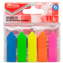 Zakadki indeksujce OFFICE PRODUCTS, strzaka, PP, 12x45mm, 5x25 kart., zawieszka, mix kolorów