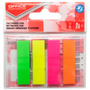 Zak�adki indeksuj�ce OFFICE PRODUCTS, PP, 12x43mm, 4x35 kart., zawieszka, mix kolor&oacute;w neon