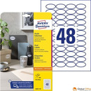 Etykiety o nietypowych kszta�tach, A4, 10 ark./op., 40x20 mm, owalne, trwa�e, AVERY ZWECKFORM, 6241.10.01