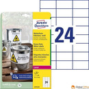 Etykiety Heavy Duty, A4, 20 ark./op.70 x 37 mm, bia�e, poliestrowe, AVERY ZWECKFORM, L4718-20