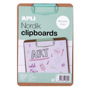 Clipboard APLI Nordik, deska A5, drewniana, z metalowym klipsem, pastelowy zielony