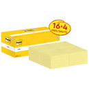Karteczki samoprzylepne POST-IT&reg; (654CY-VP20), 76x76mm, 100 kart./bloczek, 16 + 4 bloczki GRATIS, kanarkowo �&oacute;�te