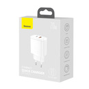 Baseus �adowarka sieciowa Compact Quick Charger USB | USB-C | 20W | bia�a